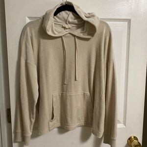 Eileen Fisher Velour Hoodie. Color Chalk. S EUC
